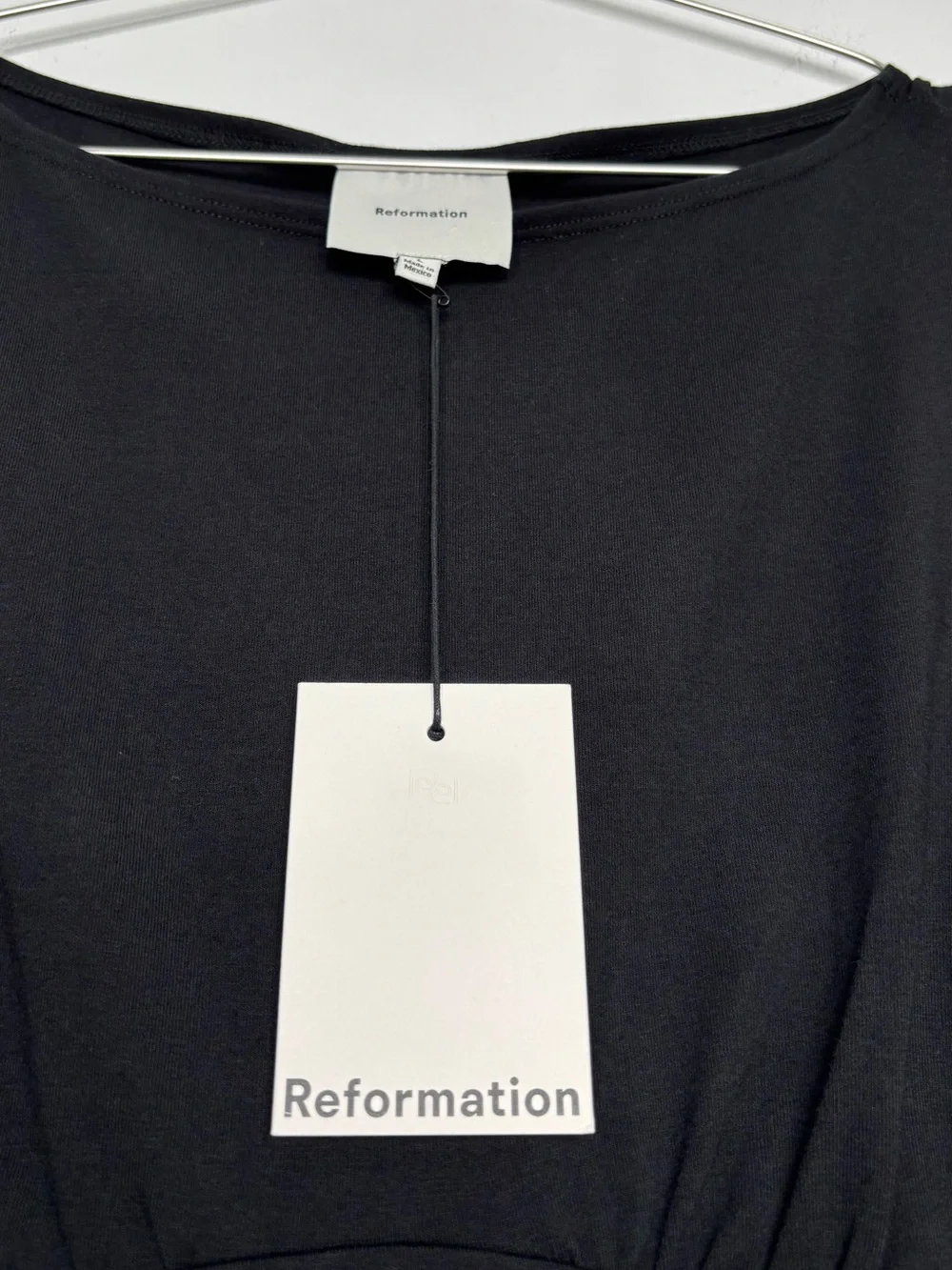 Reformation Mayve Knit Mini Dress Black Large NWT